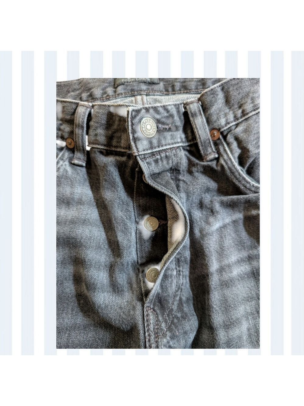 Polo Ralph Lauren Varick Jeans Mens 32X34 Patchwork Distressed Rare! Goth - Picture 6 of 11